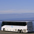 Park Connection Motorcoach with Cook Inlet and Mt. Susitna in the backgrond.